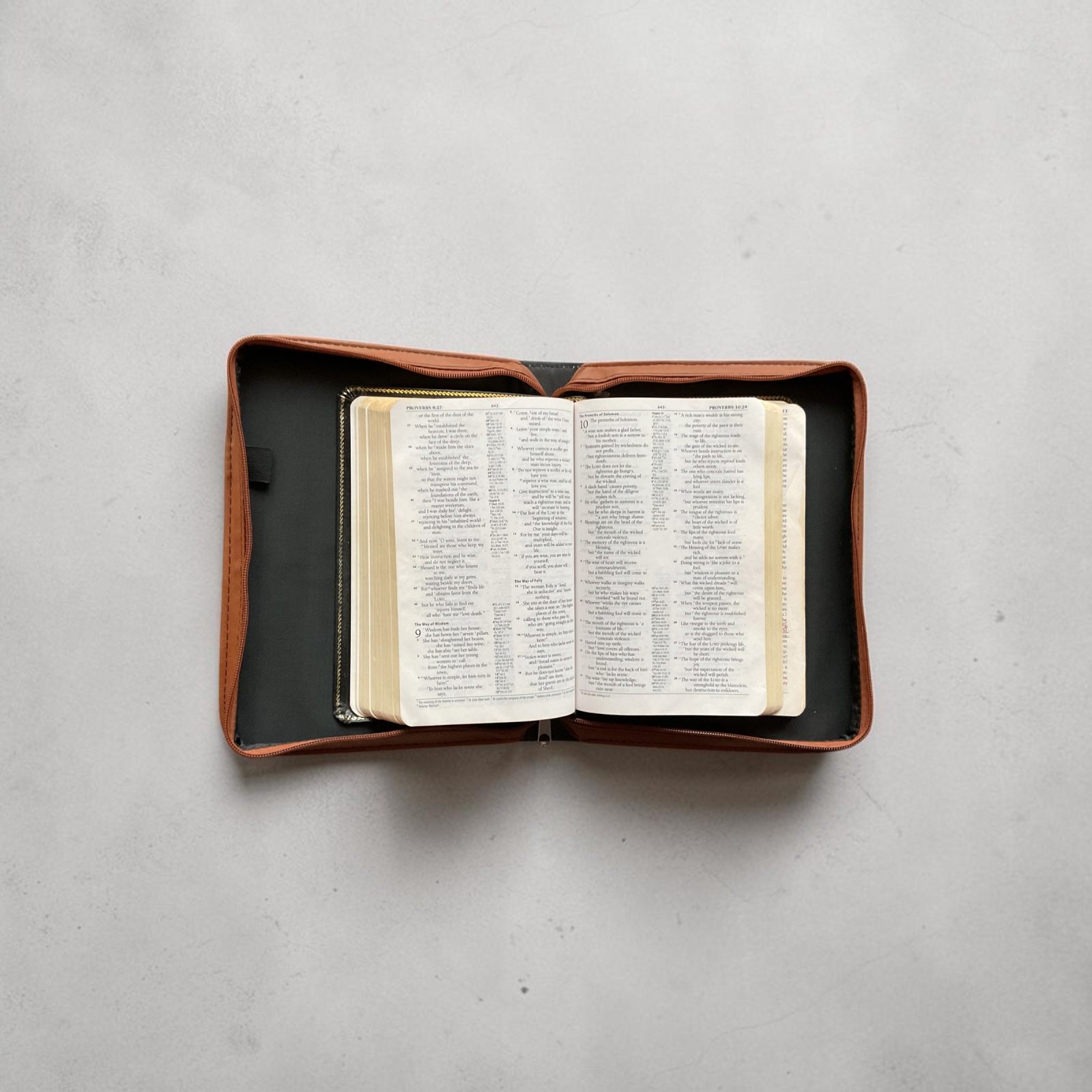 Bible Cover with easy to carry handle, customizable dark brown leatherette. thumbnail 4