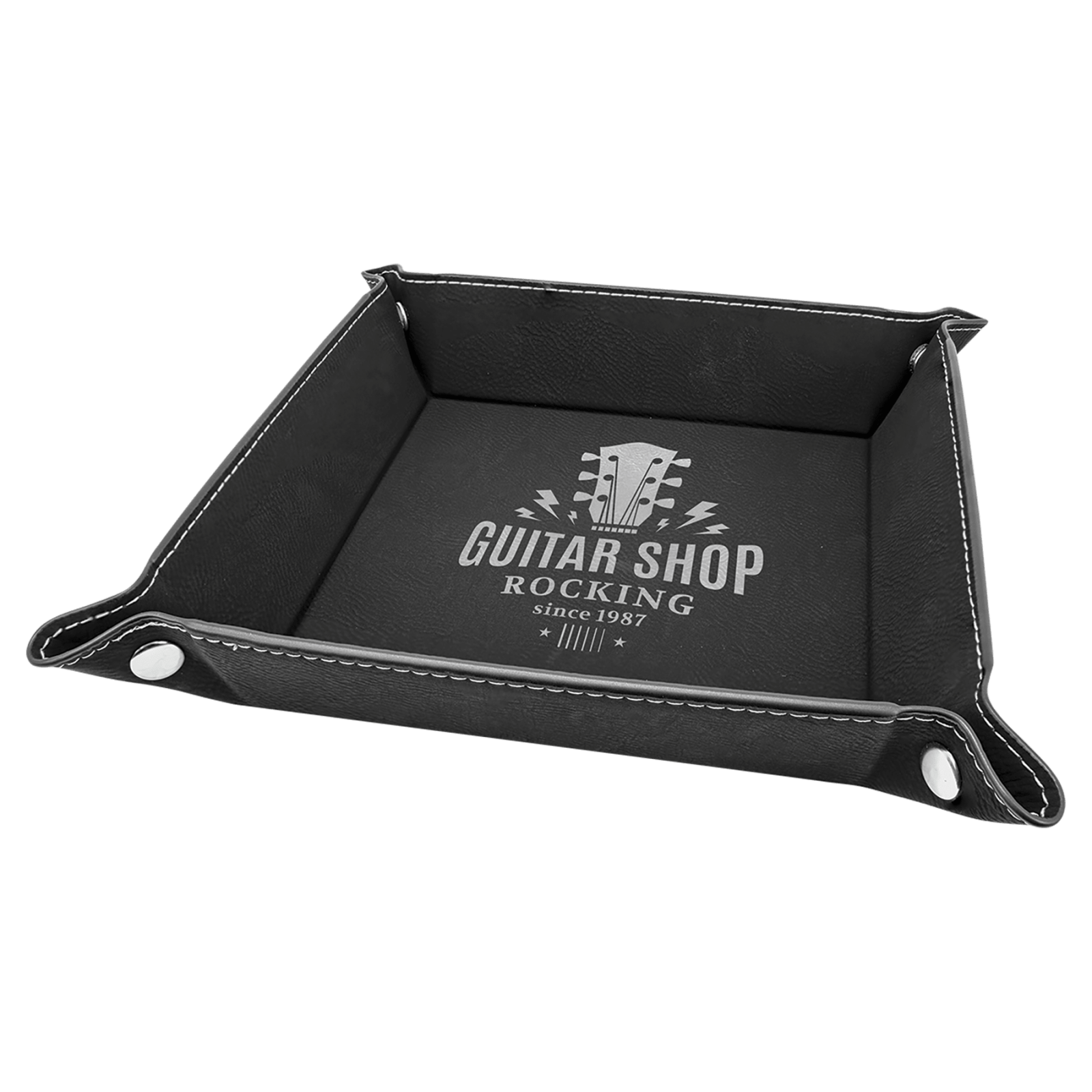 6" x 6" customizable  Leatherette Snap‑Up Tray thumbnail 6