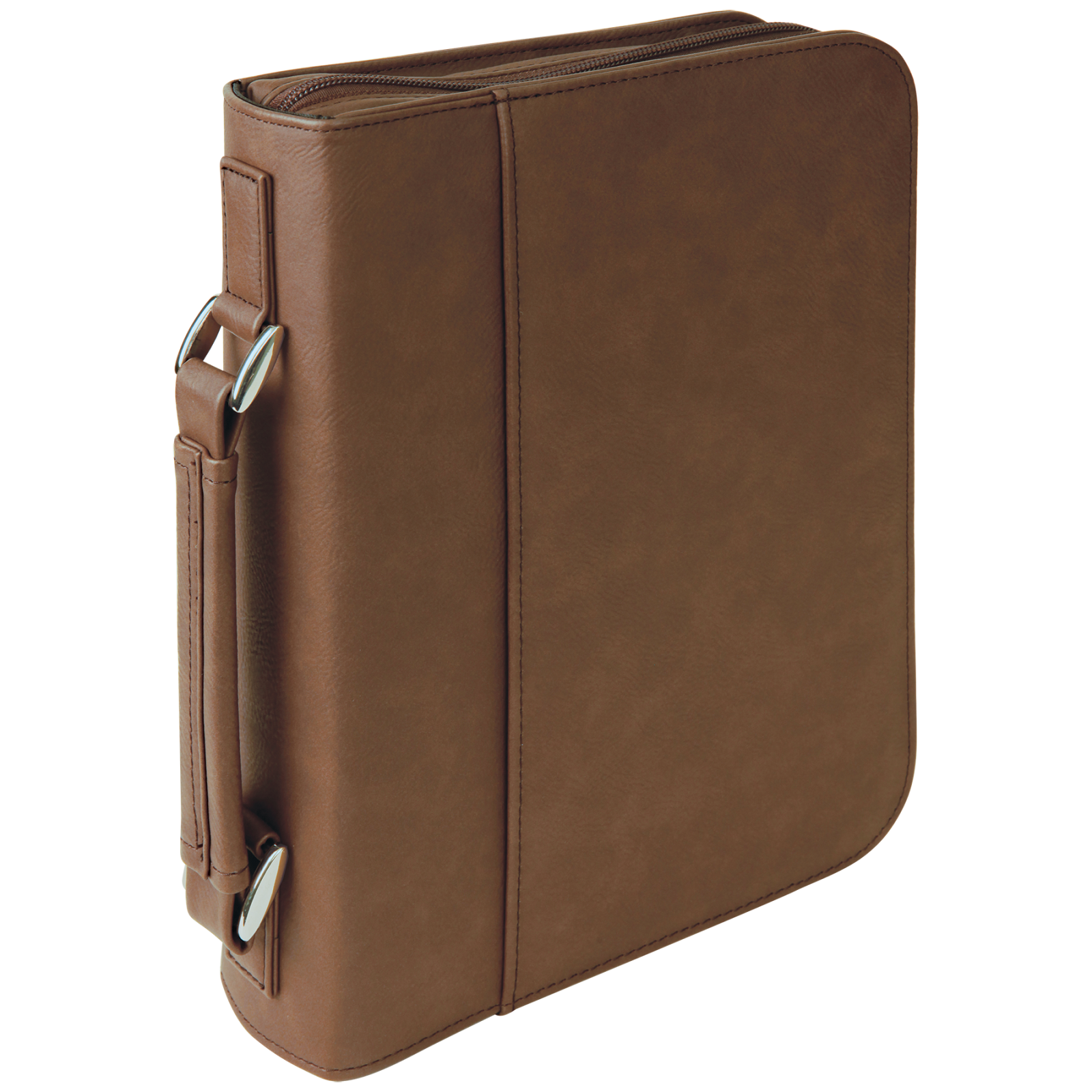 Bible Cover with easy to carry handle, customizable dark brown leatherette. thumbnail 3