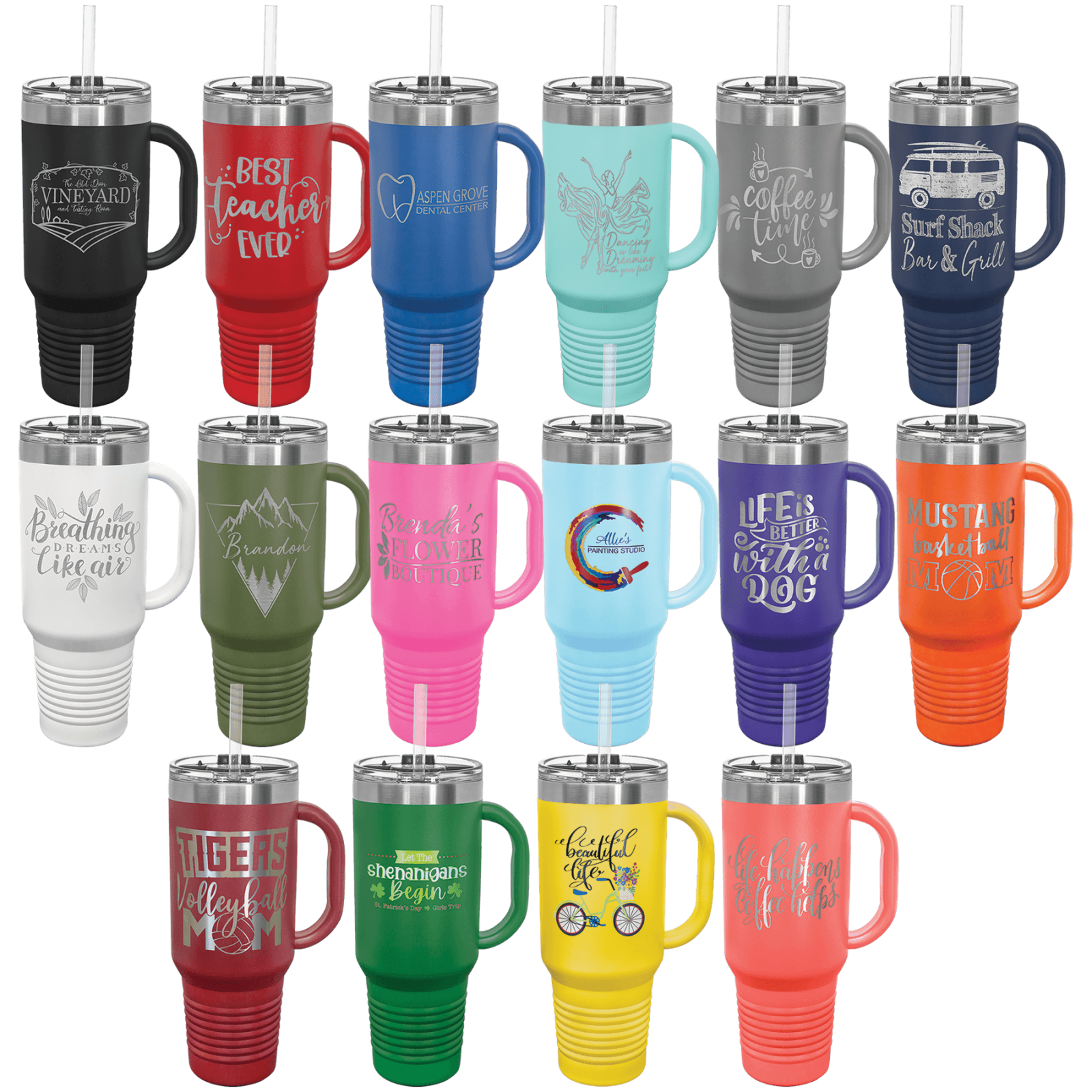 Travel mug stainless steel 40 ounce with straw and snap lid. thumbnail 2