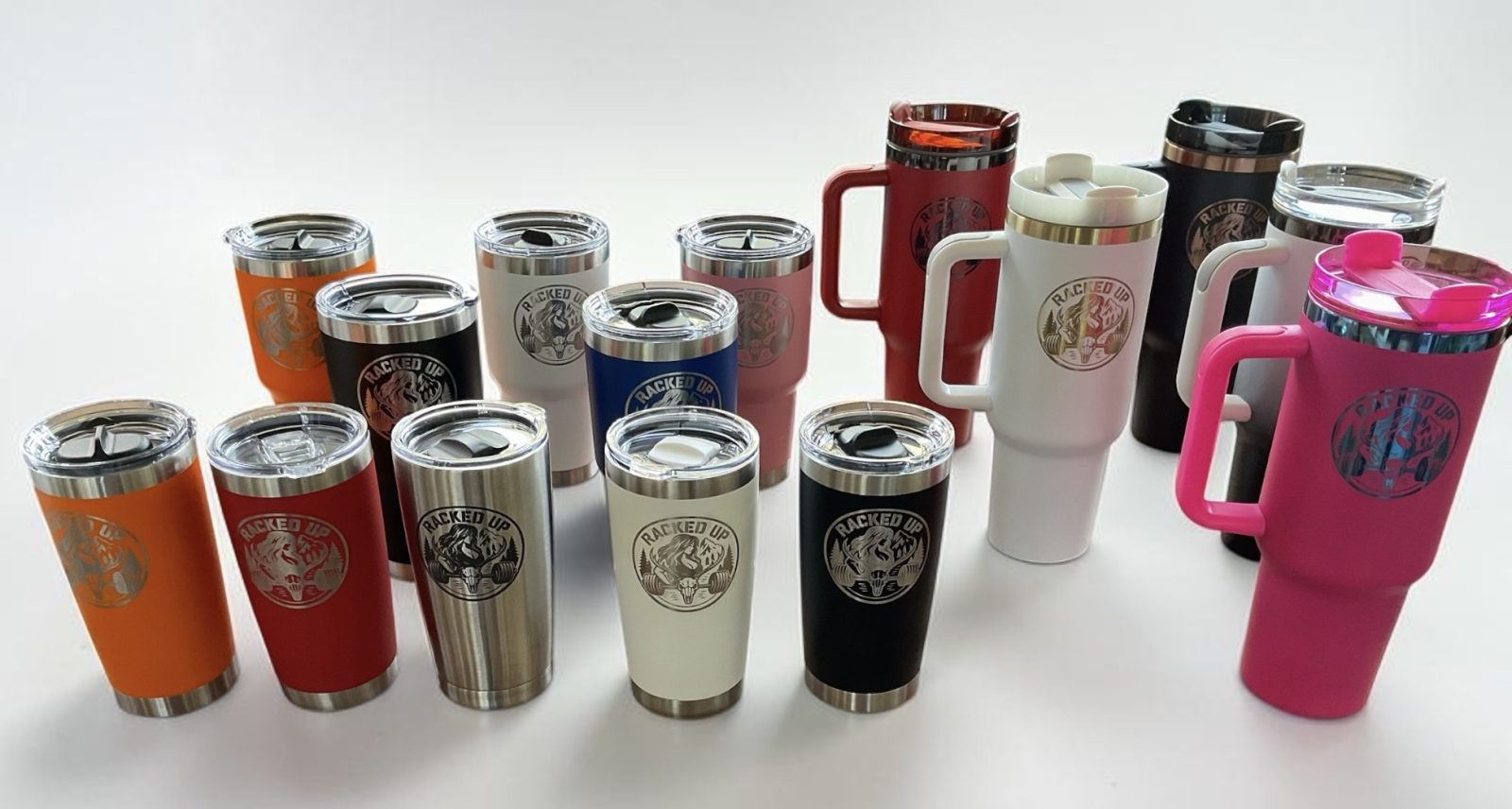 Tumblers specifically designed for Rackedup, a local citrus county business. thumbnail 3
